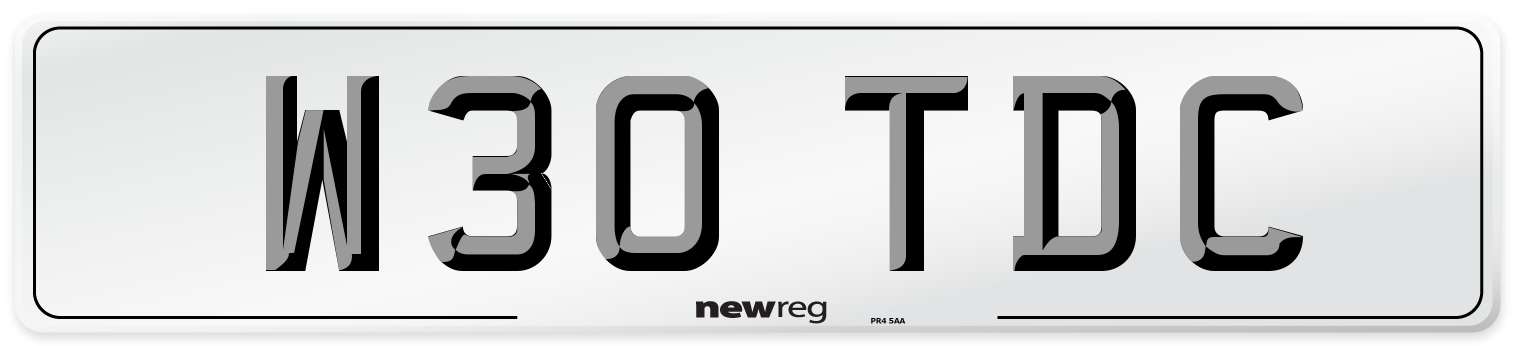 W30 TDC Number Plate from New Reg